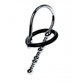 Серебристый уретральный плаг-бусины TOYFA Metal с мягким фиксириющим кольцом - ToyFa - купить с доставкой в Воронеже