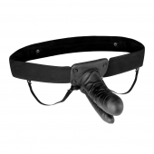 Полый страпон с двумя отростками и вибрацией Unisex Vibrating Hollow Strap-On Double Penetrating Dildo - 17,8 см. - Lux Fetish - купить с доставкой в Воронеже