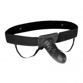 Чёрный полый страпон с вибрацией Unisex Vibrating Hollow Strap-On - 14 см. - Lux Fetish - купить с доставкой в Воронеже