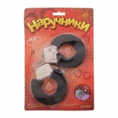 Металлические наручники с черной плюшевой отделкой - Сима-Ленд - купить с доставкой в Воронеже