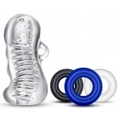 Набор для мужчин Jerk Off: мастурбатор и 3 эрекционных кольца - Blush Novelties - в Воронеже купить с доставкой