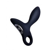 Черный силиконовый анальный вибромассажер Erokey с колечком-ограничителем - Erokay - в Воронеже купить с доставкой