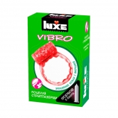 Розовое эрекционное виброкольцо Luxe VIBRO  Поцелуй стриптизёрши  + презерватив - Luxe - в Воронеже купить с доставкой