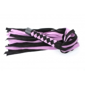 Черно-розовая плеть из замши - 58 см. - БДСМ Арсенал - купить с доставкой в Воронеже