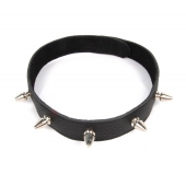 Черный ошейник на липучке с металлическими шипами - Notabu - купить с доставкой в Воронеже