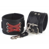 Кожаные наручники с декоративной лаковой шнуровкой - Sitabella - купить с доставкой в Воронеже