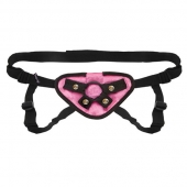 Черно-розовые плюшевые трусики для страпона - Lux Fetish - купить с доставкой в Воронеже