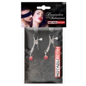 Металлические зажимы на соски с декором в виде красных шариков - Notabu - купить с доставкой в Воронеже