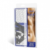 Комбинированное двойное кольцо с разделителем для мошонки и поводком - BlueLine - купить с доставкой в Воронеже