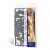 Комбинированный ремень на пенис с 3 кольцами и разделителем мошонки - BlueLine - купить с доставкой в Воронеже