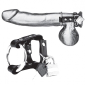 Металлическое кольцо на пенис на ремешке с замочком - BlueLine - купить с доставкой в Воронеже