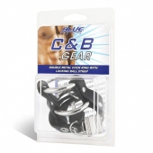 Двойное металлическое кольцо на пенис с замком на ремне - BlueLine - купить с доставкой в Воронеже