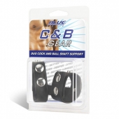 Двойной поддерживаюший ремень для пениса с заклепками - BlueLine - купить с доставкой в Воронеже