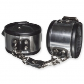 Эффектные серебристо-черные наручники с металлическим блеском - Sitabella - купить с доставкой в Воронеже