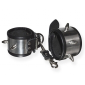 Серебристо-черные наручники с шипами и металлическим блеском - Sitabella - купить с доставкой в Воронеже