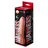 Телесная изогнутая насадка на Harness с коннектором BLACK LINE - 17 см. - LOVETOY (А-Полимер) - купить с доставкой в Воронеже