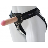 Черный пояс-трусики с насадкой  Гламур Dana  - 15,5 см. - LOVETOY (А-Полимер) - купить с доставкой в Воронеже