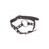 Кляп-кольцо на чёрных кожаных ремешках с застёжкой - Sitabella - купить с доставкой в Воронеже