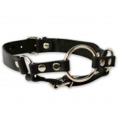 Кляп-кольцо на чёрных кожаных ремешках с застёжкой - Sitabella - купить с доставкой в Воронеже