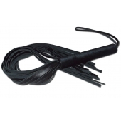 Чёрная кожаная плеть с жесткой ручкой - 63 см. - Sitabella - купить с доставкой в Воронеже