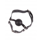 Чёрный кляп-шар на кожаных ремешках с пряжкой - Sitabella - купить с доставкой в Воронеже