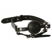 Чёрный кляп-шар на кожаных ремешках с пряжкой - Sitabella - купить с доставкой в Воронеже