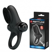 Черное эрекционное виброкольцо в клиторальной щеточкой Vibrant Penis Ring II - Baile - в Воронеже купить с доставкой