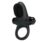 Черное эрекционное виброкольцо в клиторальной щеточкой Vibrant Penis Ring II - Baile - в Воронеже купить с доставкой