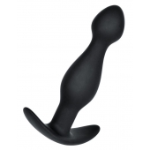 Черная силиконовая анальная пробка с ограничителем - 11,5 см. - A-toys