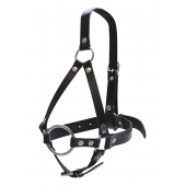 Кляп-рамка со сбруей на голову из черных кожаных ремешков - Sitabella - купить с доставкой в Воронеже