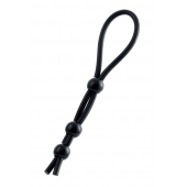 Черное лассо на пенис с тремя бусинами - A-toys - в Воронеже купить с доставкой