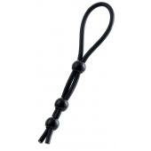 Черное лассо на пенис с тремя бусинами - A-toys - в Воронеже купить с доставкой