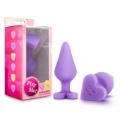 Фиолетовая анальная пробка Naughty Candy Heart Do Me Now - 8,9 см. - Blush Novelties - купить с доставкой в Воронеже