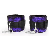 Фиолетово-черные наручники с карабинами - Notabu - купить с доставкой в Воронеже