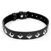 Черный ошейник с серебристыми ромбиками - Notabu - купить с доставкой в Воронеже
