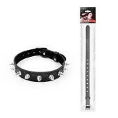 Черный ошейник с серебристыми шипами - Notabu - купить с доставкой в Воронеже