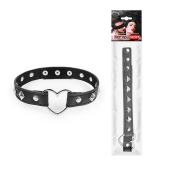 Черный ошейник с серебристыми ромбиками и сердечком - Notabu - купить с доставкой в Воронеже