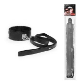 Черный ошейник на поводке с ручкой-петлей - Notabu - купить с доставкой в Воронеже