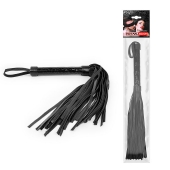 Черная многохвостовая плеть с круглой гладкой ручкой - 38 см. - Notabu - купить с доставкой в Воронеже