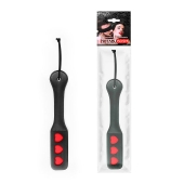 Черная шлепалка NOTABU с красными сердечками - 32 см. - Notabu - купить с доставкой в Воронеже