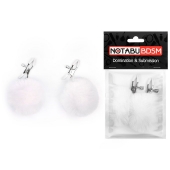 Зажимы для сосков с белым пушком - Notabu - купить с доставкой в Воронеже