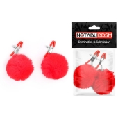 Зажимы для сосков с красным пушком - Notabu - купить с доставкой в Воронеже