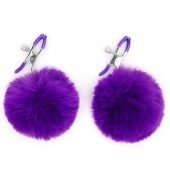 Зажимы для сосков с фиолетовым пушком - Notabu - купить с доставкой в Воронеже