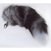 Серебристая анальная пробка с пушистым хвостом - Sitabella - купить с доставкой в Воронеже