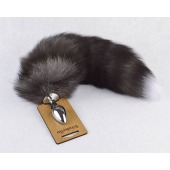 Серебристая анальная пробка с пушистым хвостиком - Sitabella - купить с доставкой в Воронеже