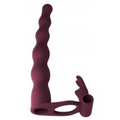 Бордовая вибронасадка для двойного проникновения Jungle Bunny - 17 см. - Lola Games - купить с доставкой в Воронеже