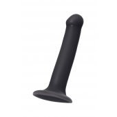 Черный фаллос на присоске Silicone Bendable Dildo M - 18 см. - Strap-on-me - купить с доставкой в Воронеже