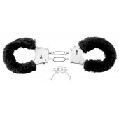 Меховые чёрные наручники Beginner s Furry Cuffs - Pipedream - купить с доставкой в Воронеже