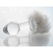 Стеклянная анальная втулка с хвостиком - 9,5 см. - Sexus - купить с доставкой в Воронеже