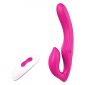 Ярко-розовый безремневой страпон REMOTE DOUBLE DIPPER - 22 см. - Dream Toys - купить с доставкой в Воронеже